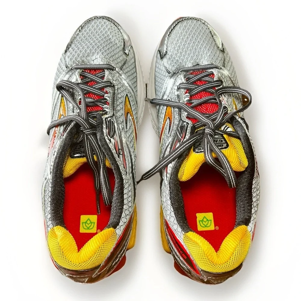 Brooks Ghost 6 Running Men's Shoes Silver Red Yellow White Size 9 2E (Wide) - Picture 4 of 11